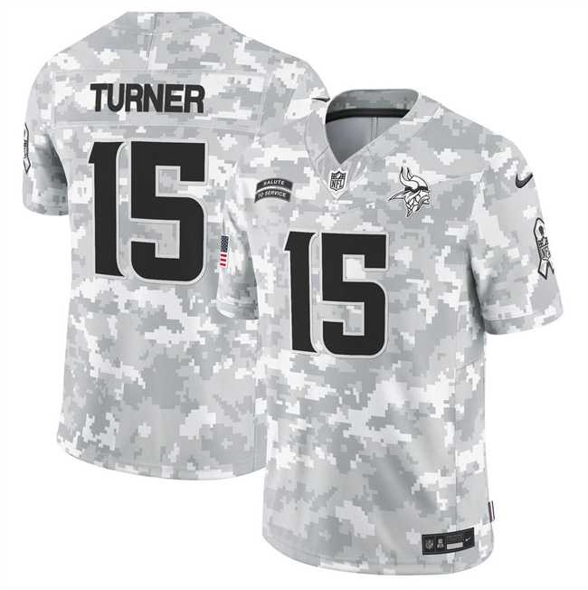 Mens Minnesota Vikings #15 Dallas Turner 2024 F.U.S.E Arctic Camo Salute To Service Limited Stitched Jersey Dyin->minnesota vikings->NFL Jersey